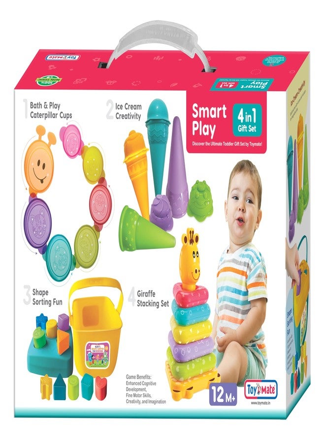 toymate Smart Play 4-in-1 Gift Set - Educational Toddler Toys for 12-36 Months, Shape Sorter, Stacking Rings, Nesting Cups & Pretend Ice Cream Play, Learning Playset for Boys & Girls - Image 2